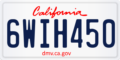 CA license plate 6WIH450