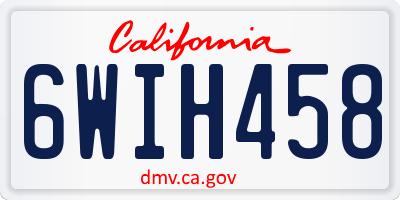 CA license plate 6WIH458