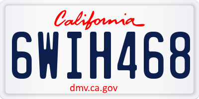 CA license plate 6WIH468