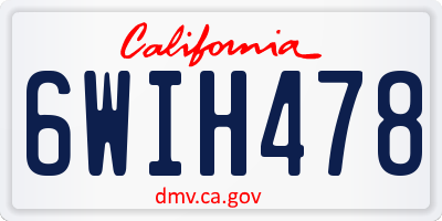CA license plate 6WIH478