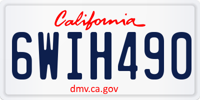 CA license plate 6WIH490