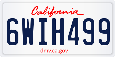 CA license plate 6WIH499