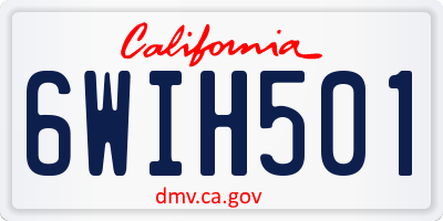 CA license plate 6WIH501