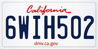 CA license plate 6WIH502