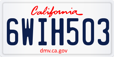 CA license plate 6WIH503