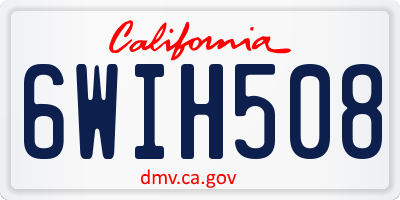 CA license plate 6WIH508