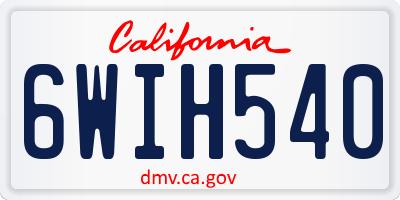 CA license plate 6WIH540