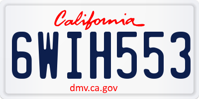 CA license plate 6WIH553