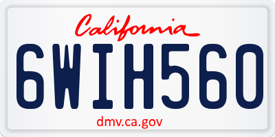 CA license plate 6WIH560
