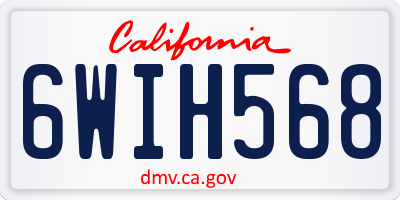 CA license plate 6WIH568