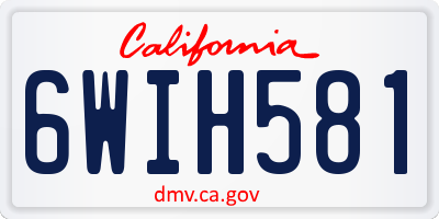 CA license plate 6WIH581