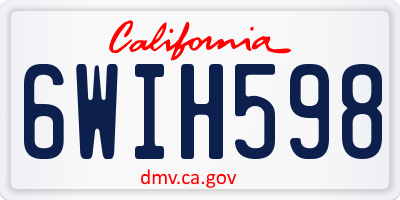 CA license plate 6WIH598