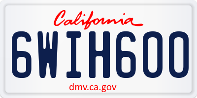 CA license plate 6WIH600
