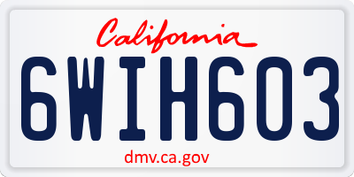 CA license plate 6WIH603