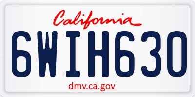CA license plate 6WIH630