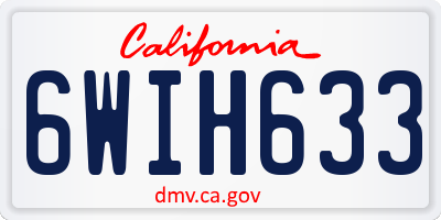 CA license plate 6WIH633