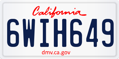 CA license plate 6WIH649