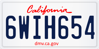 CA license plate 6WIH654
