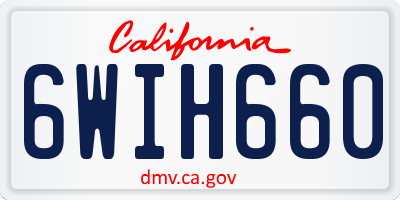 CA license plate 6WIH660