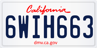 CA license plate 6WIH663