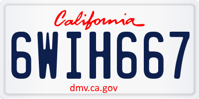 CA license plate 6WIH667
