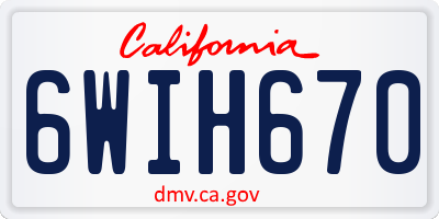 CA license plate 6WIH670