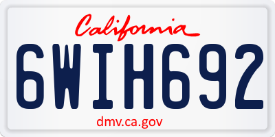 CA license plate 6WIH692