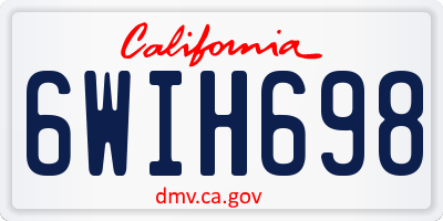 CA license plate 6WIH698