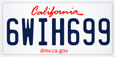 CA license plate 6WIH699