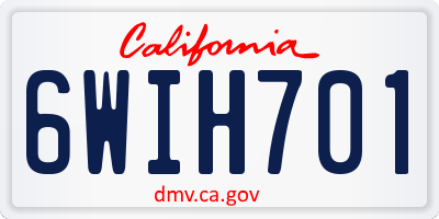 CA license plate 6WIH701
