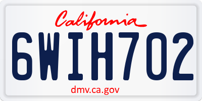 CA license plate 6WIH702