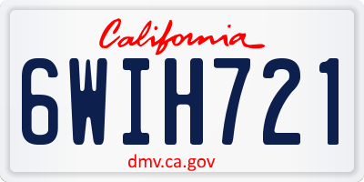 CA license plate 6WIH721