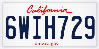 CA license plate 6WIH729