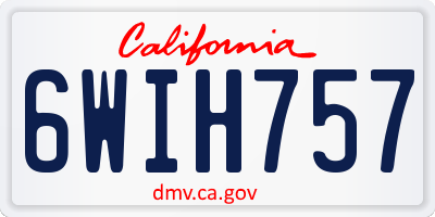 CA license plate 6WIH757