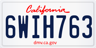 CA license plate 6WIH763