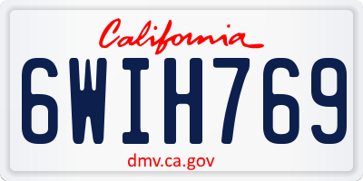 CA license plate 6WIH769