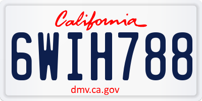 CA license plate 6WIH788