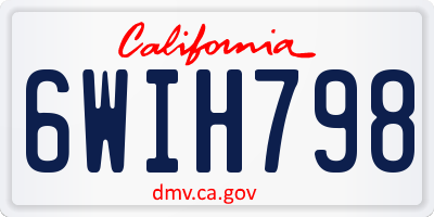 CA license plate 6WIH798