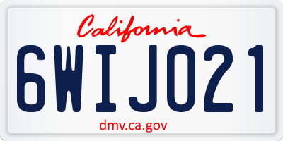 CA license plate 6WIJ021