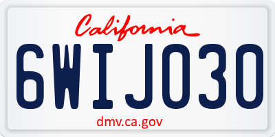 CA license plate 6WIJ030