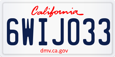 CA license plate 6WIJ033
