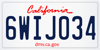 CA license plate 6WIJ034
