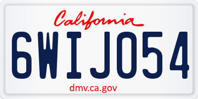CA license plate 6WIJ054