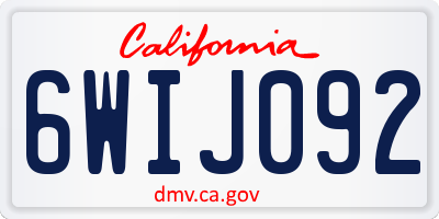 CA license plate 6WIJ092