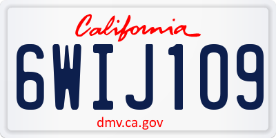 CA license plate 6WIJ109