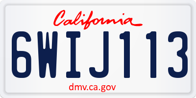 CA license plate 6WIJ113