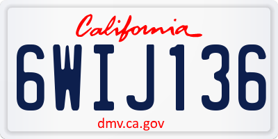 CA license plate 6WIJ136