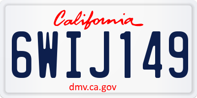 CA license plate 6WIJ149