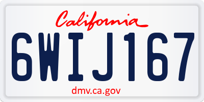 CA license plate 6WIJ167
