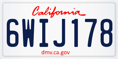 CA license plate 6WIJ178